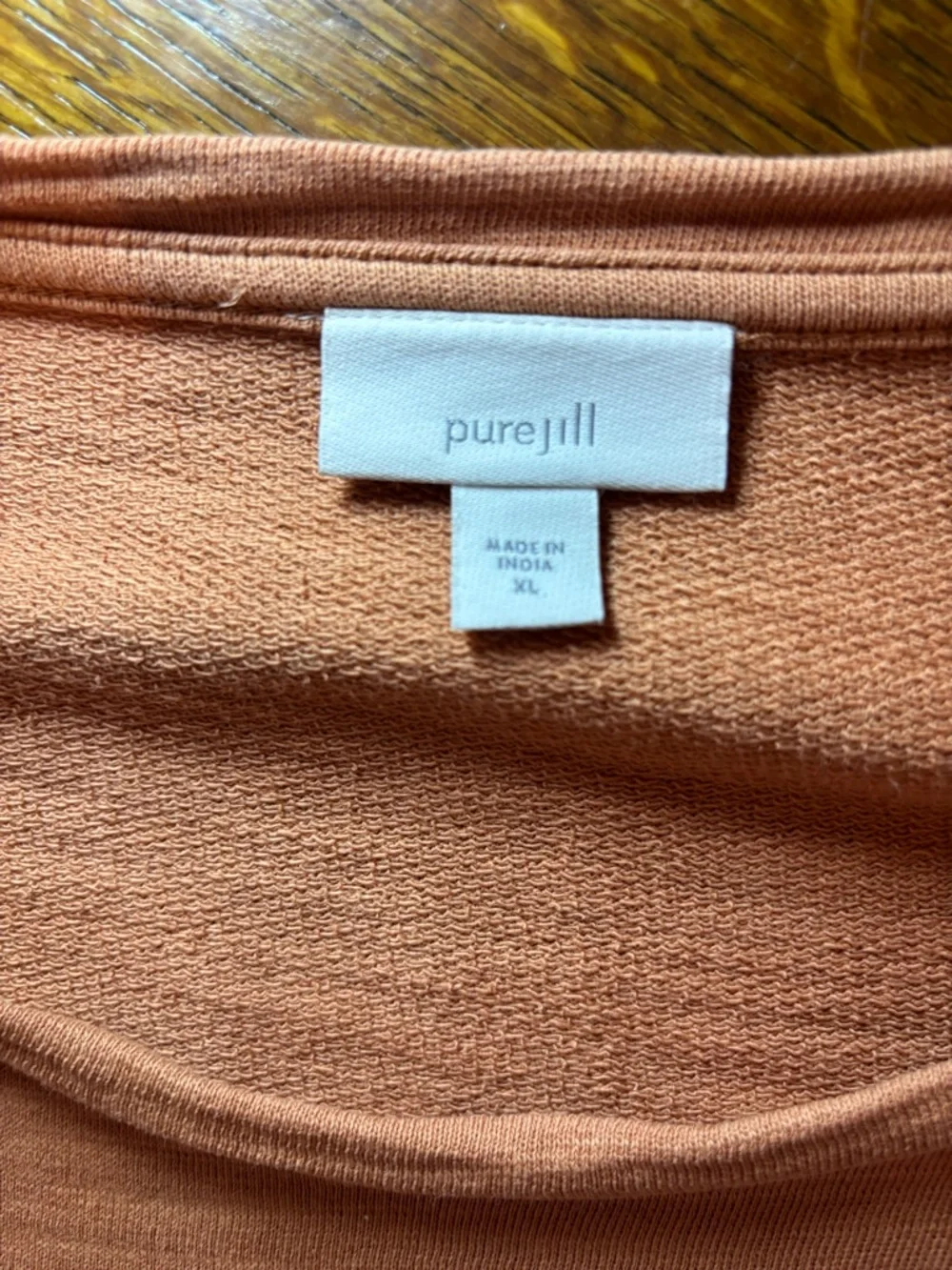 J. Jill Peach Relaxed Fit Long-Sleeve Pullover, peasant sleeves, XL, 100% cotton
